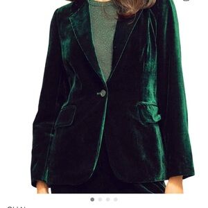 Old Navy Dark Green Velvet Women's Blazer, Size Large Petite, NWT
